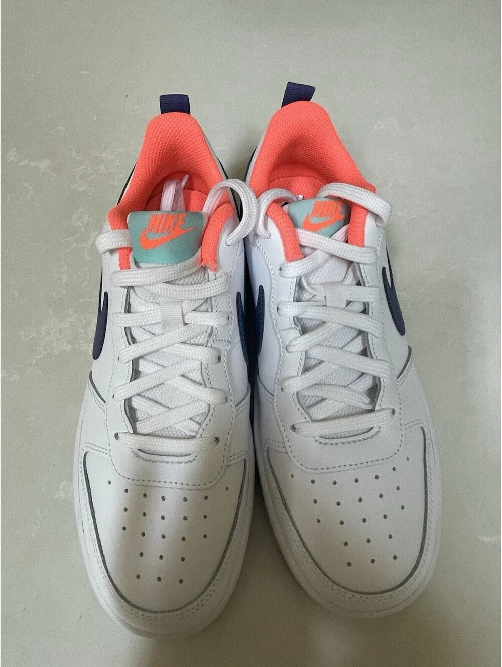 Nike Court Borough Low 2 Sneakers - White/Black/Orange - Size 6